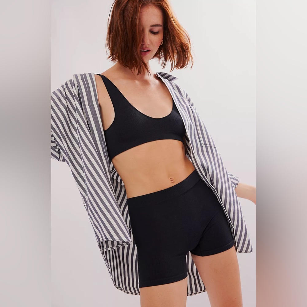 free people intimately black softest knit shorts xs